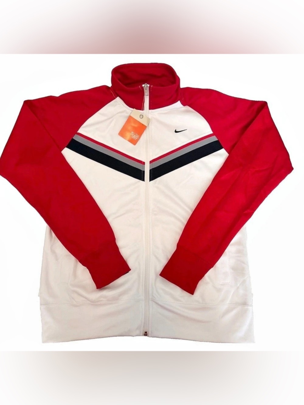 NWT Nike Womens Zip Up Training Jacket Size XL White Red Black Running Walking